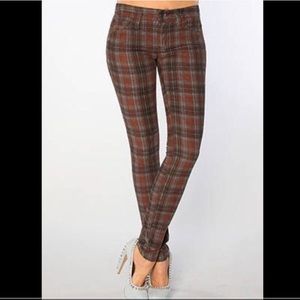 FREE PEOPLE Plaid Corduroy Skinny